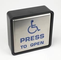 6" Square Push Pad Wireless "PRESS TO OPEN" with Logo